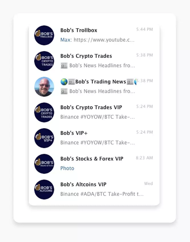 bob's crypto trades channels