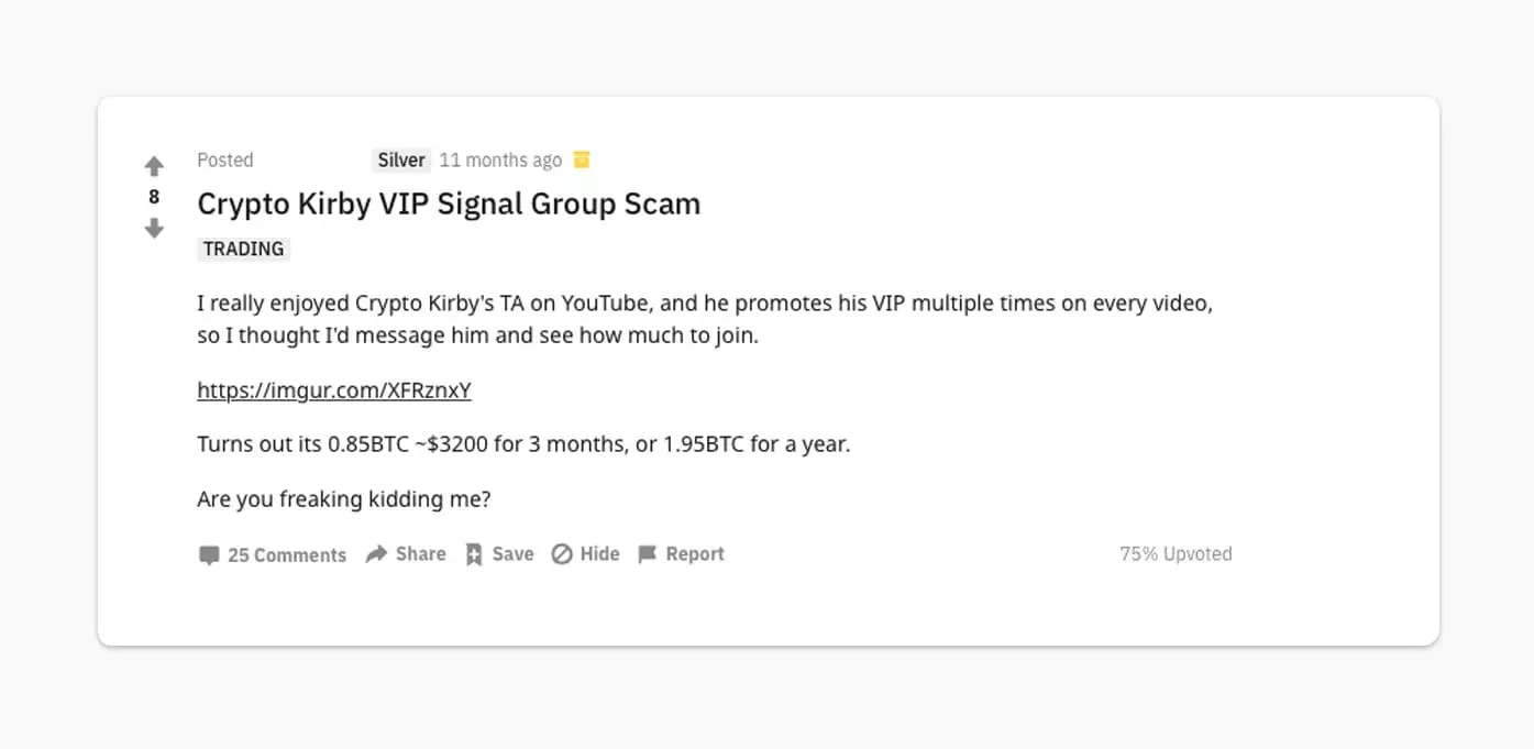 crypto kirby vip signal scam group 