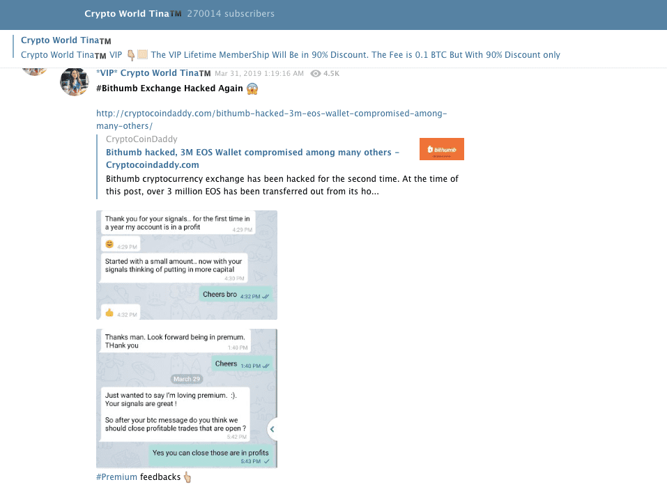 crypto world tina scam