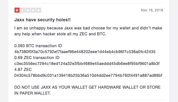 Jaxx wallet hacked