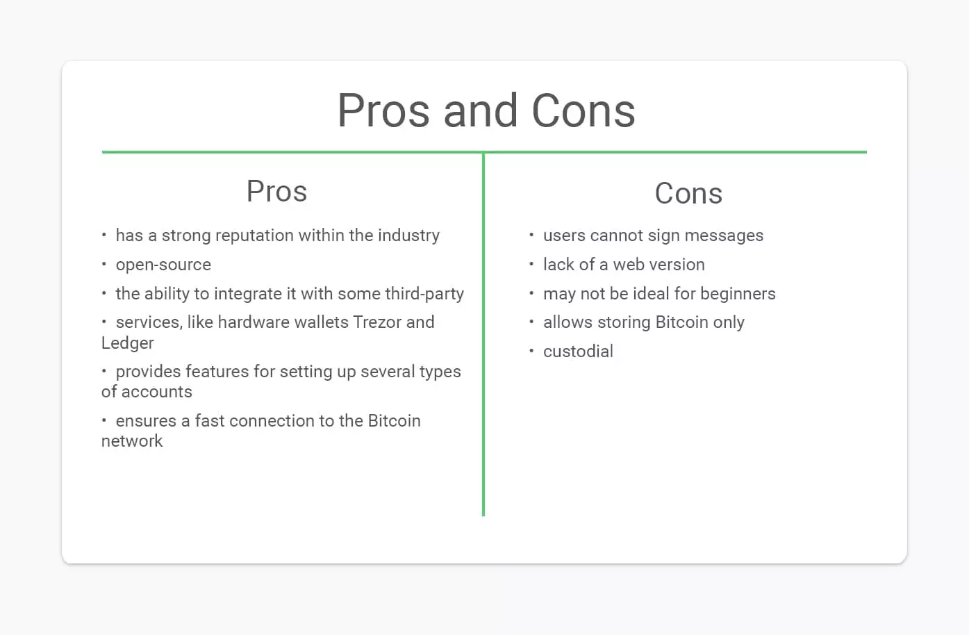 mycelium wallet pros and cons 
